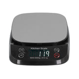 Kitchen Digital Scale Household Stainless Steel Rechargeable Baking Scale for Weighing Food Black5kg/0.1g - 45-Degree Angle