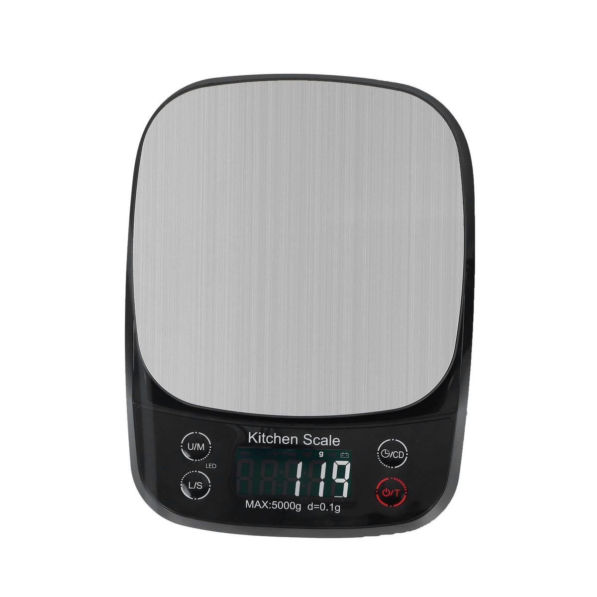Kitchen Digital Scale Household Stainless Steel Rechargeable Baking Scale for Weighing Food Black5kg/0.1g