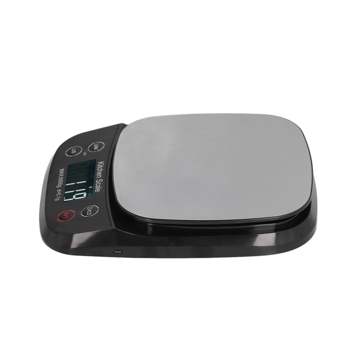 Kitchen Digital Scale Household Stainless Steel Rechargeable Baking Scale for Weighing Food Black5kg/0.1g