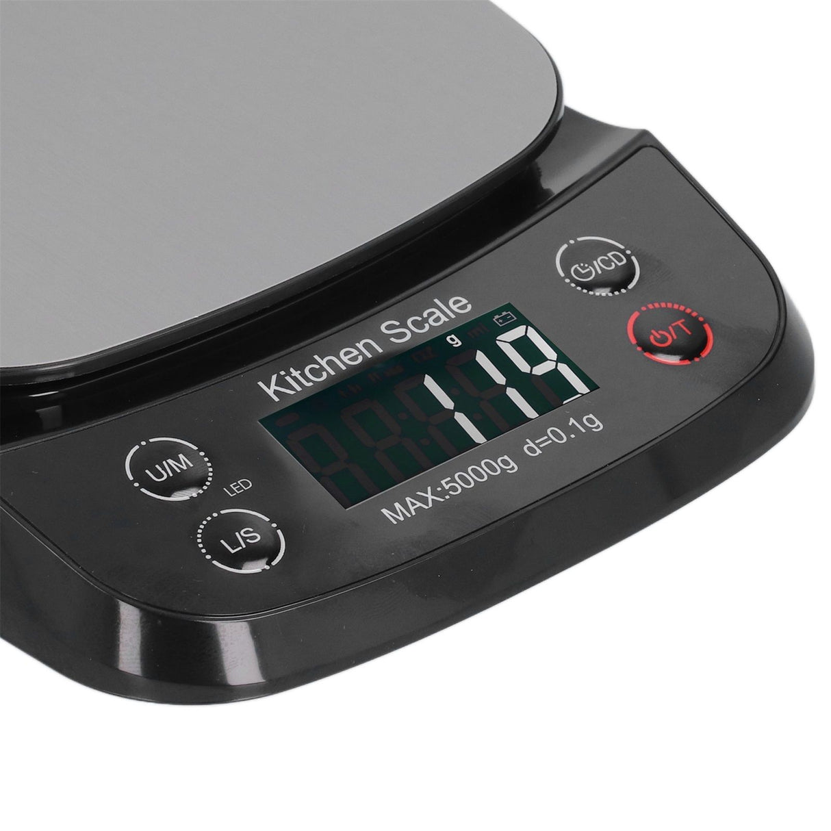 Kitchen Digital Scale Household Stainless Steel Rechargeable Baking Scale for Weighing Food Black5kg/0.1g