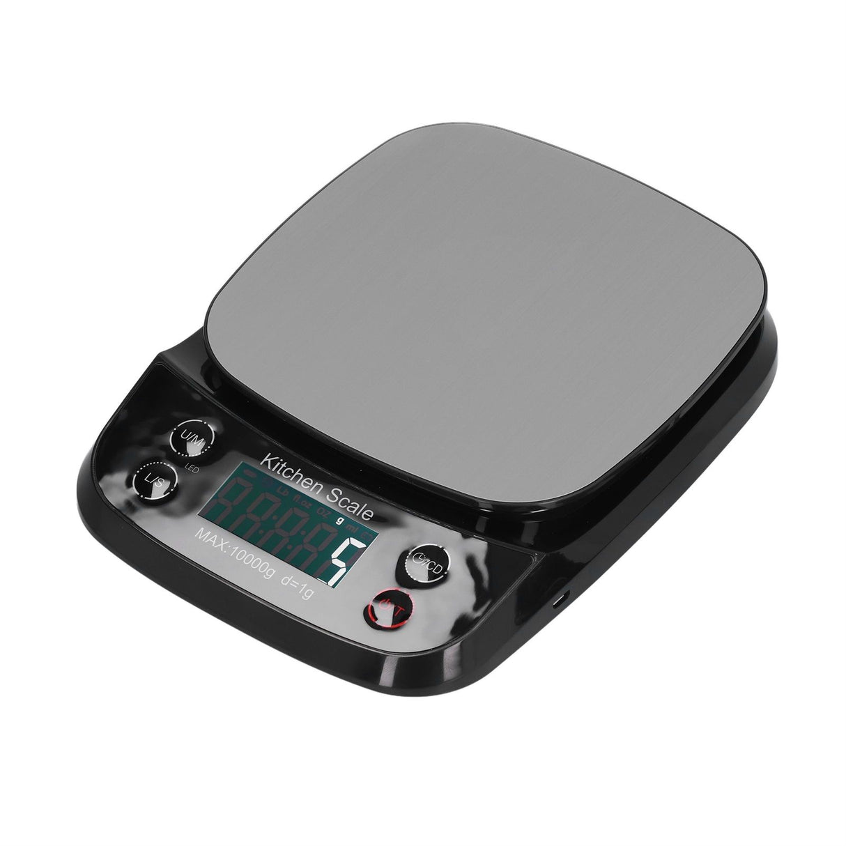 Kitchen Digital Scale Household Stainless Steel Rechargeable Baking Scale for Weighing Food Black10kg/1g