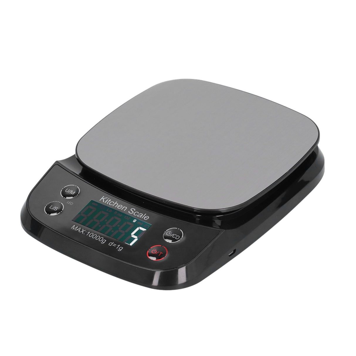 Kitchen Digital Scale Household Stainless Steel Rechargeable Baking Scale for Weighing Food Black10kg/1g