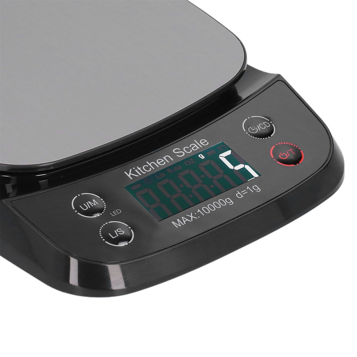 Kitchen Digital Scale Household Stainless Steel Rechargeable Baking Scale for Weighing Food Black10kg/1g