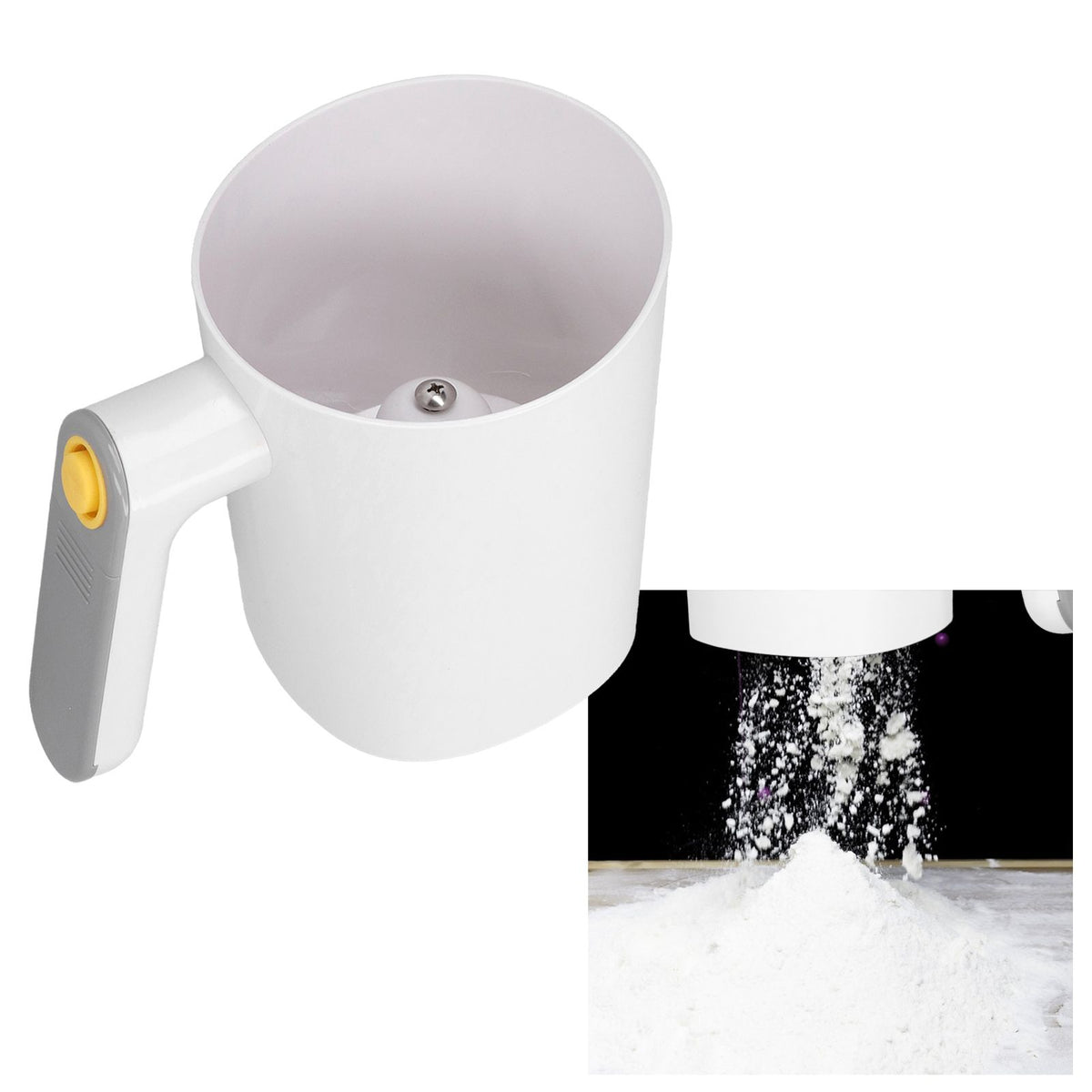 Flour Sieve 2 Using Modes Handheld Electric Cup Shape White Powder Sieve for Home Baking Flour Icing Sugar