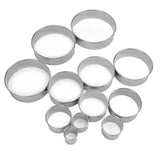 12pcs Portable Round Cookie Molds Mousse Cake Ring Mould Stainless Steel Baking Accessories