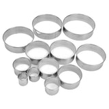 12pcs Portable Round Cookie Molds Mousse Cake Ring Mould Stainless Steel Baking Accessories - 45-Degree Angle