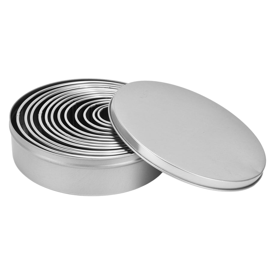 12pcs Portable Round Cookie Molds Mousse Cake Ring Mould Stainless Steel Baking Accessories