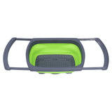Green Foldable Drain Basket Silicone Collapsible Fruit Vegetable Wash Strainer Basket for Home Kitchen