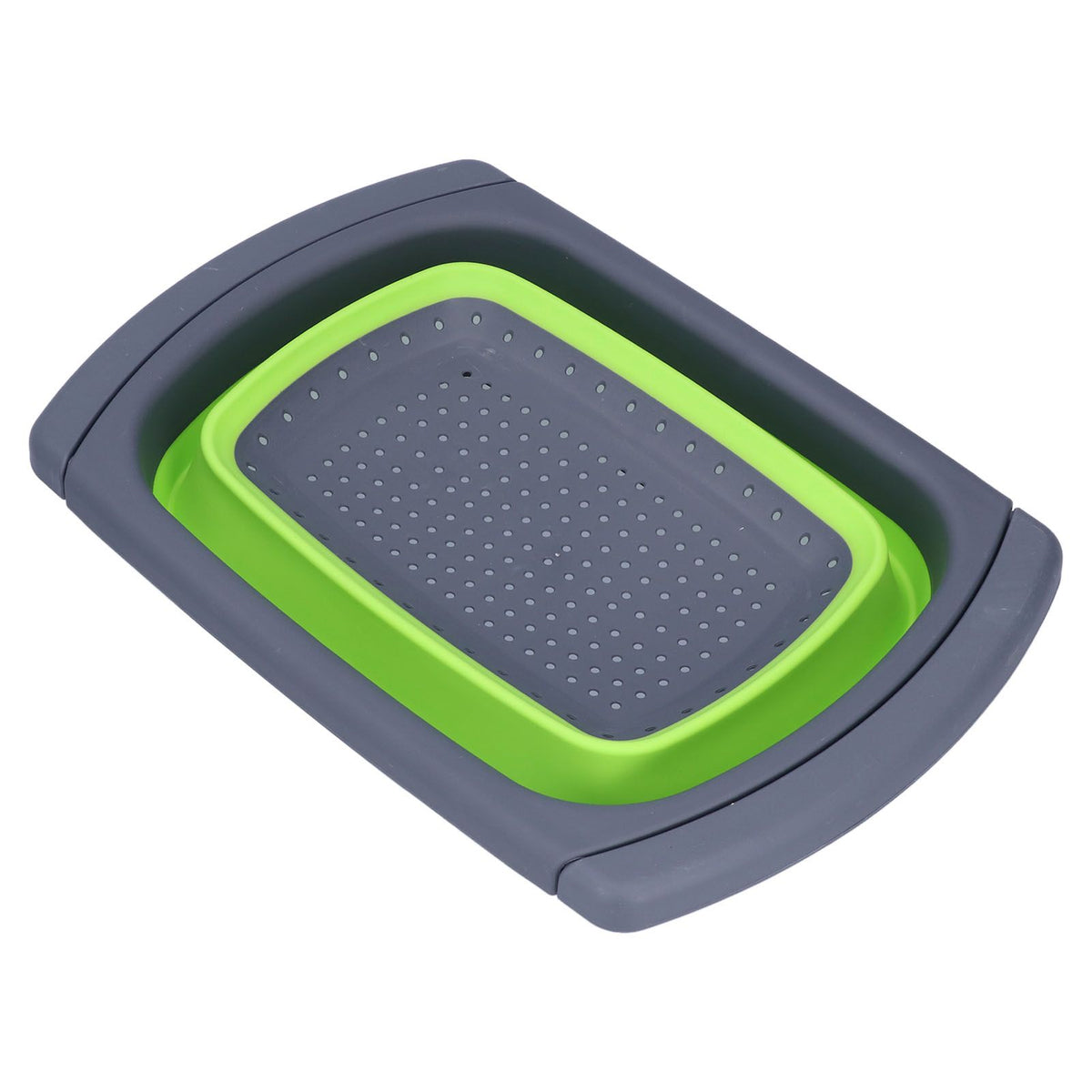 Green Foldable Drain Basket Silicone Collapsible Fruit Vegetable Wash Strainer Basket for Home Kitchen