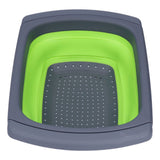 Green Foldable Drain Basket Silicone Collapsible Fruit Vegetable Wash Strainer Basket for Home Kitchen - Side View