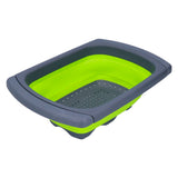 Green Foldable Drain Basket Silicone Collapsible Fruit Vegetable Wash Strainer Basket for Home Kitchen - Top-Down View