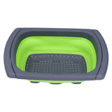 Green Foldable Drain Basket Silicone Collapsible Fruit Vegetable Wash Strainer Basket for Home Kitchen - Rear View