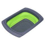 Green Foldable Drain Basket Silicone Collapsible Fruit Vegetable Wash Strainer Basket for Home Kitchen
