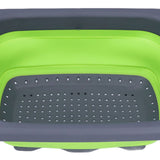 Green Foldable Drain Basket Silicone Collapsible Fruit Vegetable Wash Strainer Basket for Home Kitchen - Extra Image