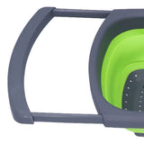 Green Foldable Drain Basket Silicone Collapsible Fruit Vegetable Wash Strainer Basket for Home Kitchen - Extra Image