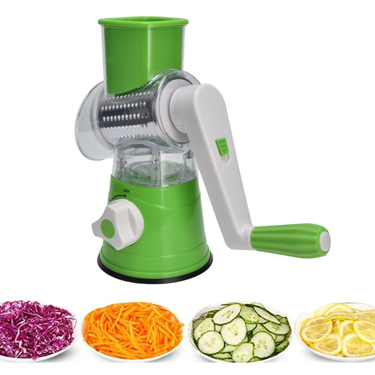 Cheese Grater Multifunctional Handheld Cheese Shredder with Grinding Cutting Slicing Knife Barrel for Fruits Potatoes