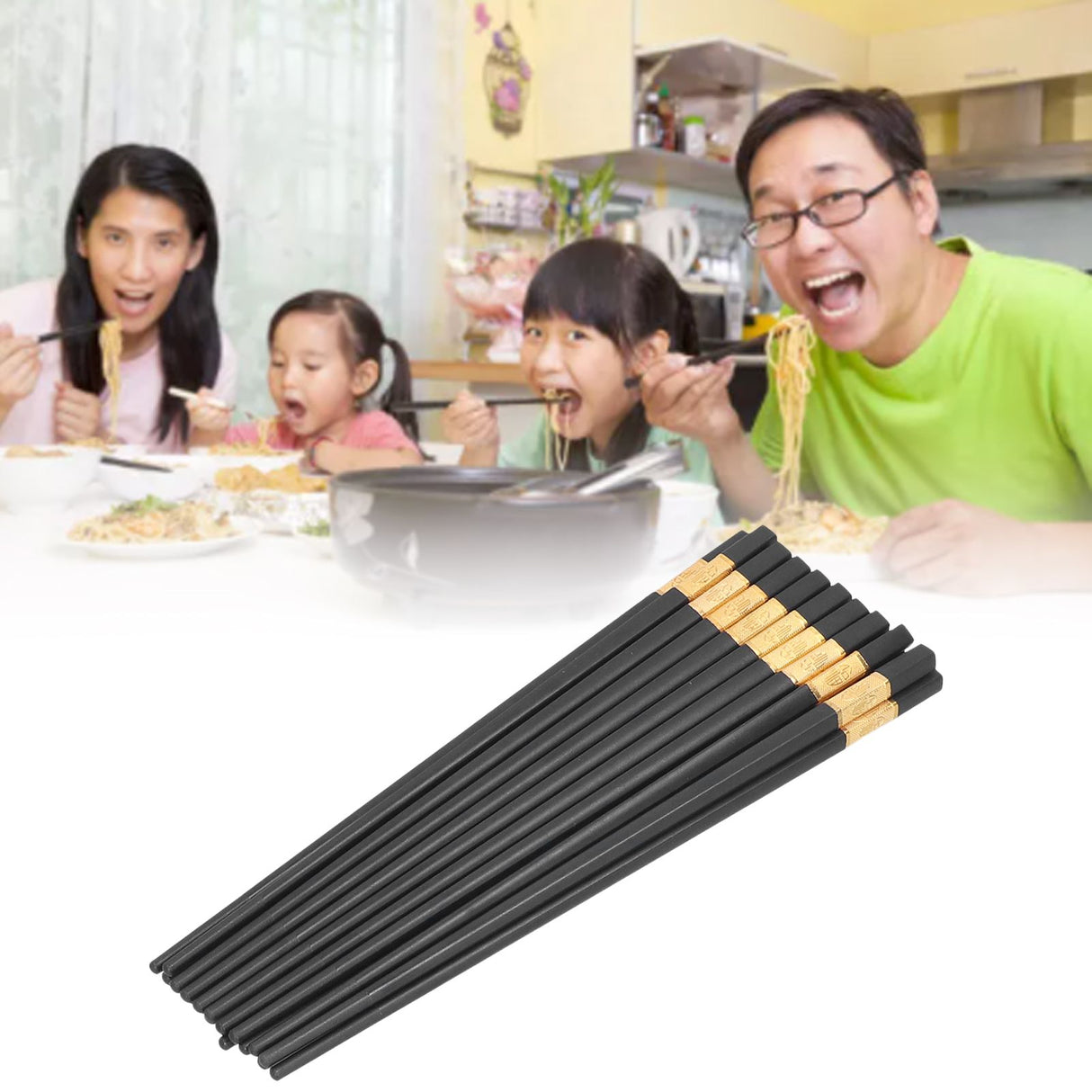 10 Pairs Chinese Chopsticks 9.5 Inch Fiberglass Chopsticks Reusable Dishwasher Safe Chopsticks