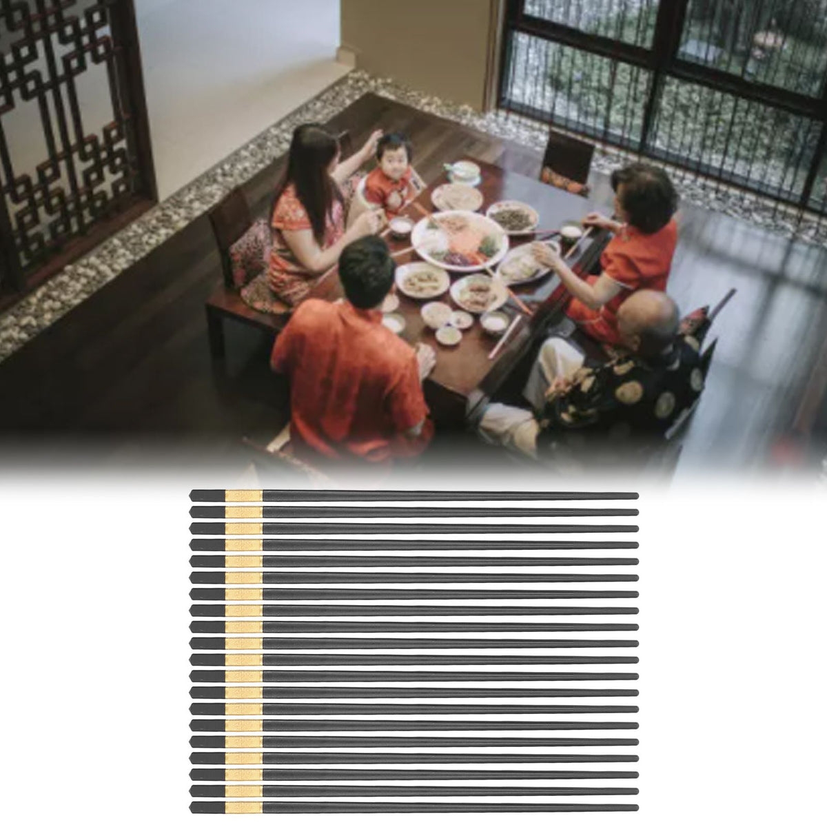 10 Pairs Chinese Chopsticks 9.5 Inch Fiberglass Chopsticks Reusable Dishwasher Safe Chopsticks