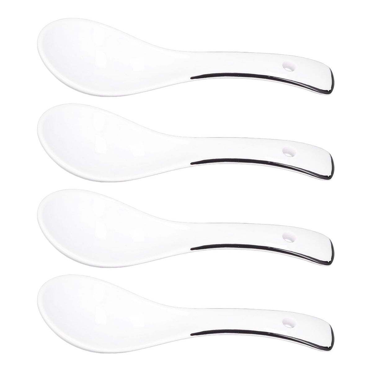 4PCS White Ceramic Spoon Coffee Scoop Dessert Ice Cream Scoop Tableware Spoon for Kitchen
