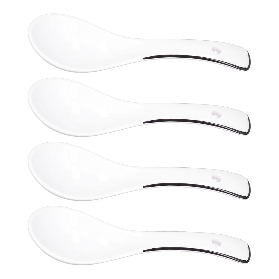 4PCS White Ceramic Spoon Coffee Scoop Dessert Ice Cream Scoop Tableware Spoon for Kitchen