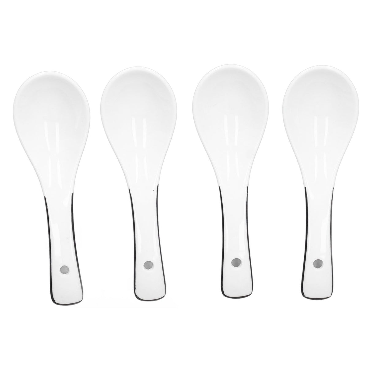 4PCS White Ceramic Spoon Coffee Scoop Dessert Ice Cream Scoop Tableware Spoon for Kitchen