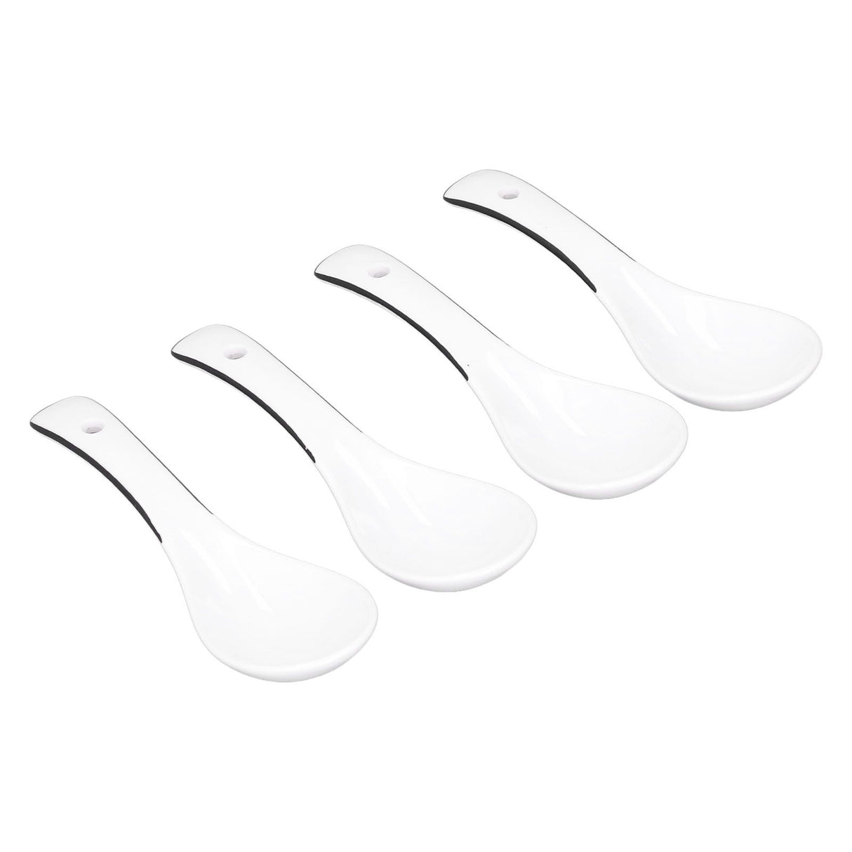 4PCS White Ceramic Spoon Coffee Scoop Dessert Ice Cream Scoop Tableware Spoon for Kitchen