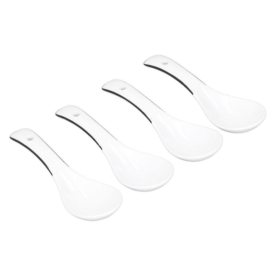 4PCS White Ceramic Spoon Coffee Scoop Dessert Ice Cream Scoop Tableware Spoon for Kitchen