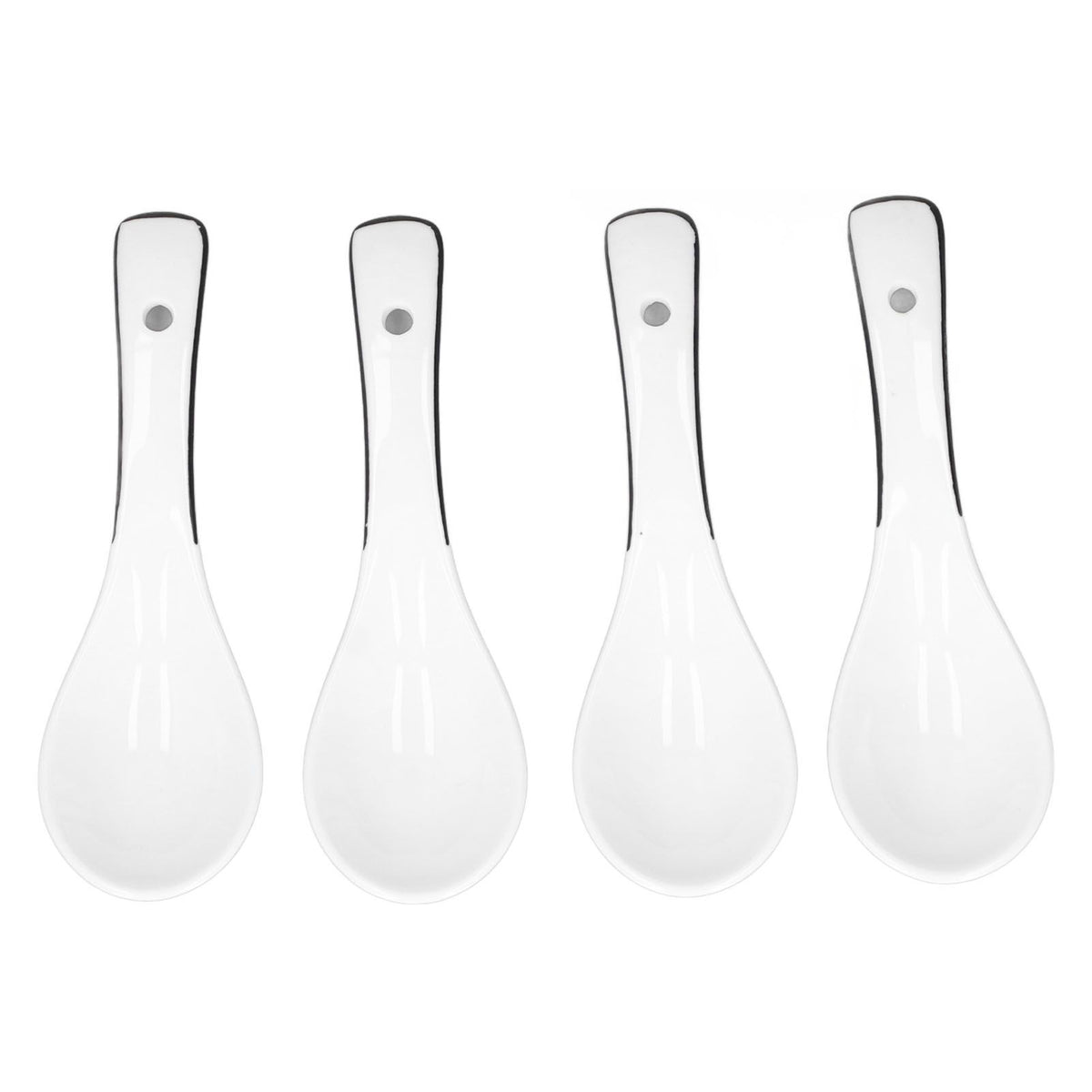 4PCS White Ceramic Spoon Coffee Scoop Dessert Ice Cream Scoop Tableware Spoon for Kitchen