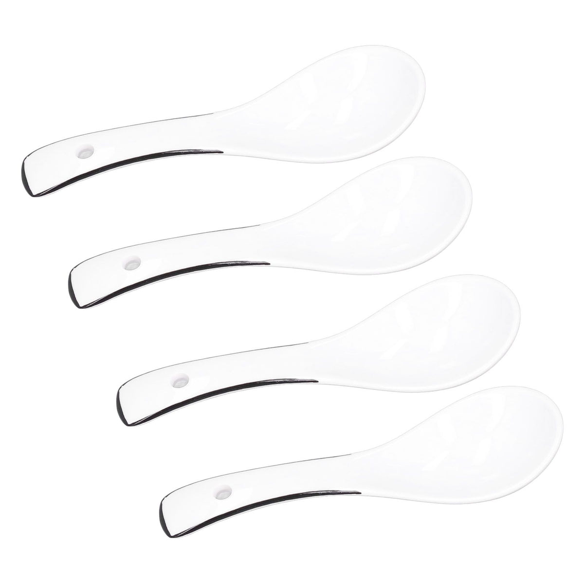 4PCS White Ceramic Spoon Coffee Scoop Dessert Ice Cream Scoop Tableware Spoon for Kitchen