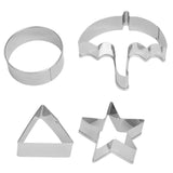 5Pcs/Set Sugar Candy Pie Mold Cutter Stainless Steel Cookies Chocolate Mold for Games Entertainment Silver