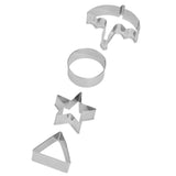 5Pcs/Set Sugar Candy Pie Mold Cutter Stainless Steel Cookies Chocolate Mold for Games Entertainment Silver - Side View