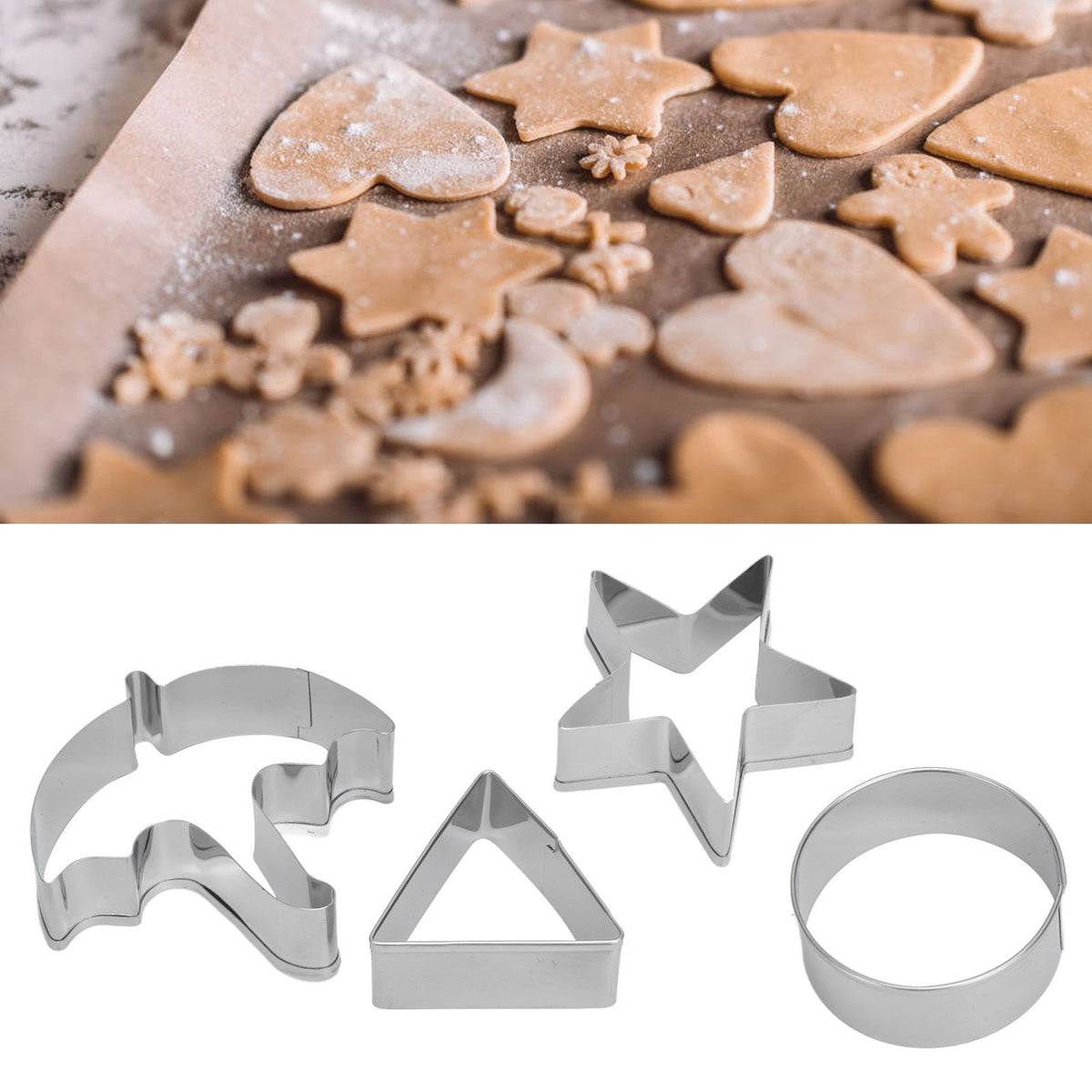 5Pcs/Set Sugar Candy Pie Mold Cutter Stainless Steel Cookies Chocolate Mold for Games Entertainment Silver