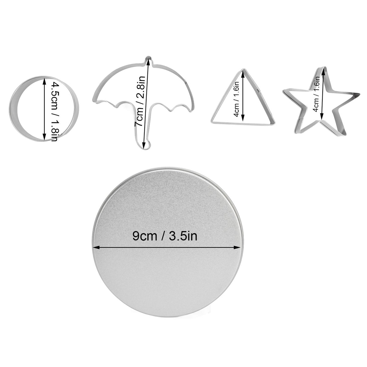 5Pcs/Set Sugar Candy Pie Mold Cutter Stainless Steel Cookies Chocolate Mold for Games Entertainment Silver