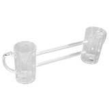 Beer Mug Siamese Anti Drop Exquisite Ergonomics Handle Glass Beer Stein with Connection Tubes for KTV Bar Home Parties - Front View