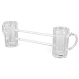 Beer Mug Siamese Anti Drop Exquisite Ergonomics Handle Glass Beer Stein with Connection Tubes for KTV Bar Home Parties - Rear View