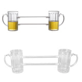 Beer Mug Siamese Anti Drop Exquisite Ergonomics Handle Glass Beer Stein with Connection Tubes for KTV Bar Home Parties