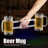 Beer Mug Acrylic Double Conjoined Beer Glass with Handle for Bar KTV Game Competition 430ml / 14.5oz