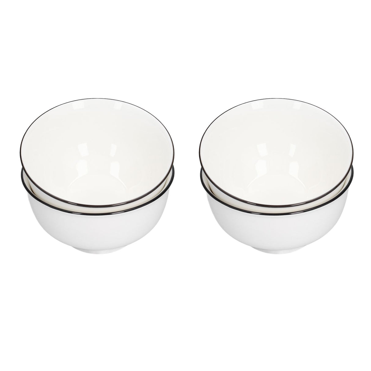 4PCS 6in Soup Bowl White Ceramic Noodle Bowl Eco Friendly Rice Bowl for Kitchen Restaurant