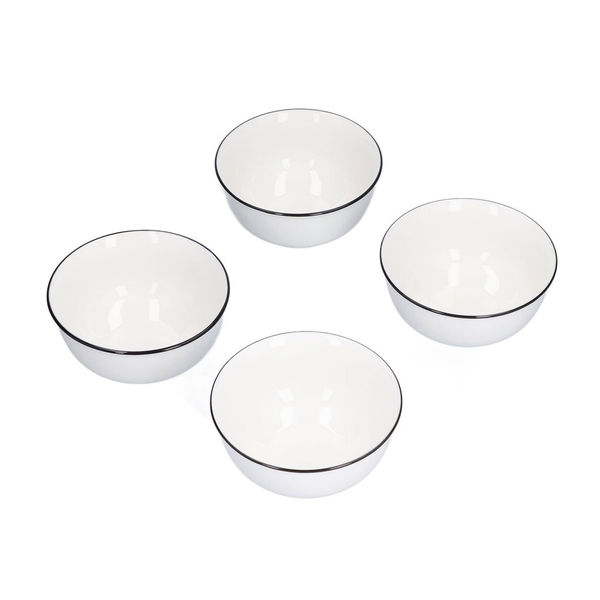 4PCS 6in Soup Bowl White Ceramic Noodle Bowl Eco Friendly Rice Bowl for Kitchen Restaurant