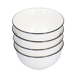 4PCS 6in Soup Bowl White Ceramic Noodle Bowl Eco Friendly Rice Bowl for Kitchen Restaurant