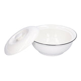 9in Soup Bowl with Lid Large Capacity 1500ml Stew Bowl Harmless White Ceramic Kitchen Bowl