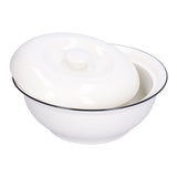 9in Soup Bowl with Lid Large Capacity 1500ml Stew Bowl Harmless White Ceramic Kitchen Bowl