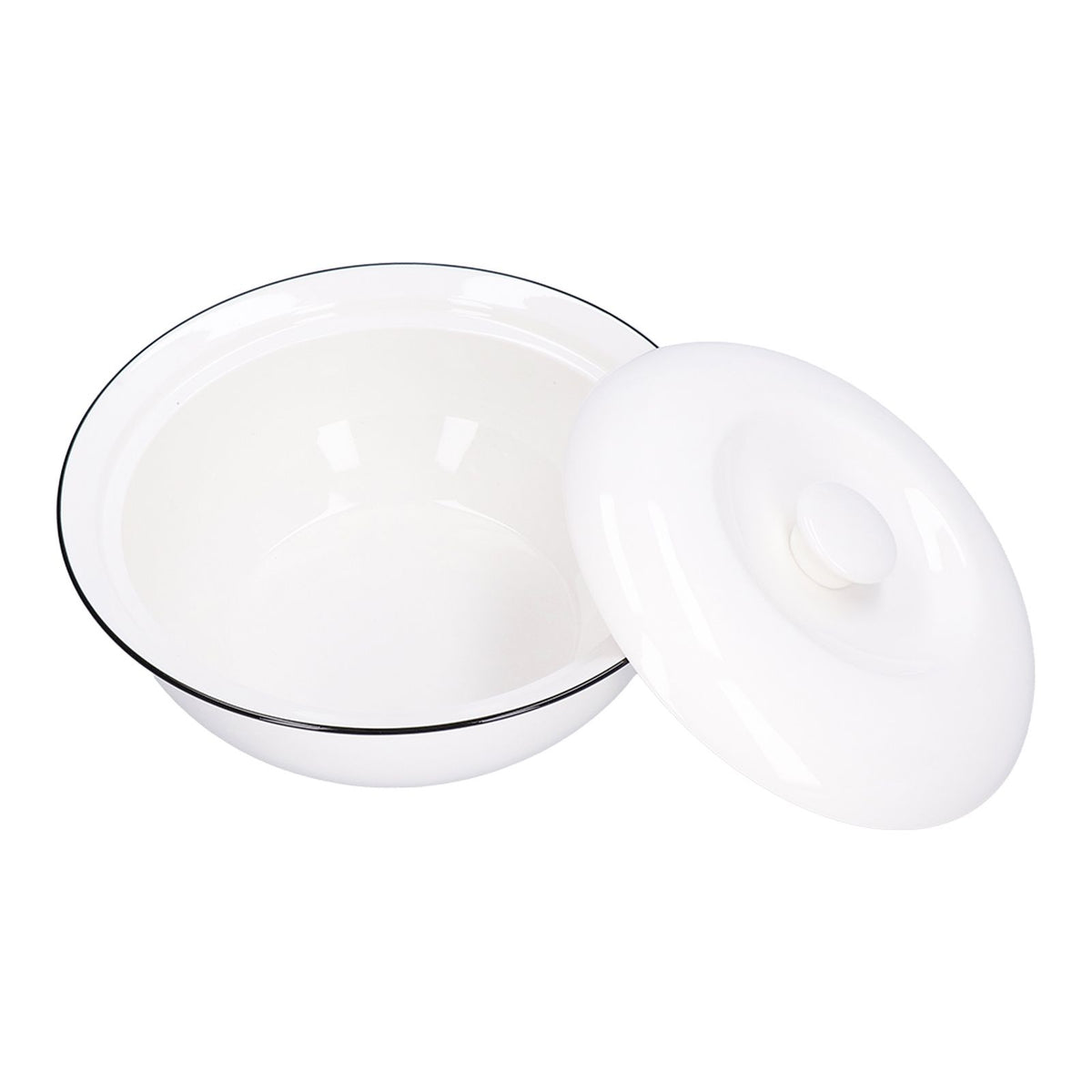 9in Soup Bowl with Lid Large Capacity 1500ml Stew Bowl Harmless White Ceramic Kitchen Bowl