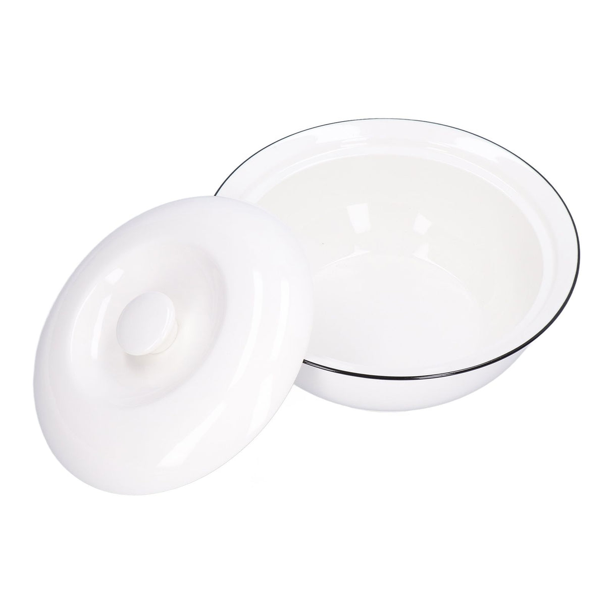 9in Soup Bowl with Lid Large Capacity 1500ml Stew Bowl Harmless White Ceramic Kitchen Bowl