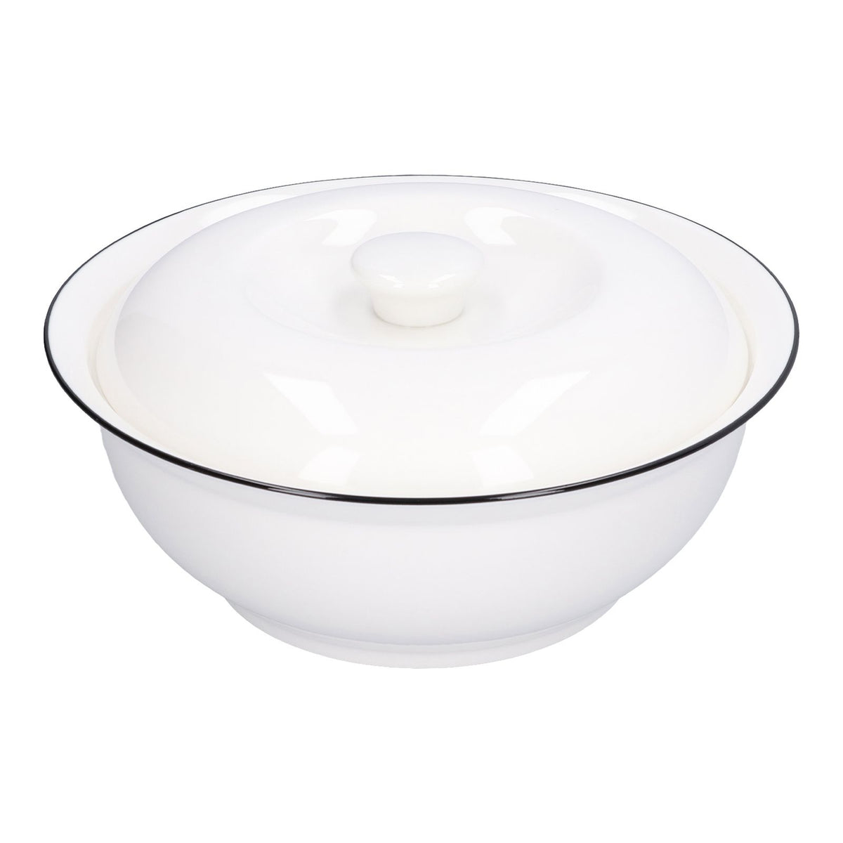 9in Soup Bowl with Lid Large Capacity 1500ml Stew Bowl Harmless White Ceramic Kitchen Bowl