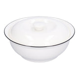 9in Soup Bowl with Lid Large Capacity 1500ml Stew Bowl Harmless White Ceramic Kitchen Bowl - Close-Up Angle