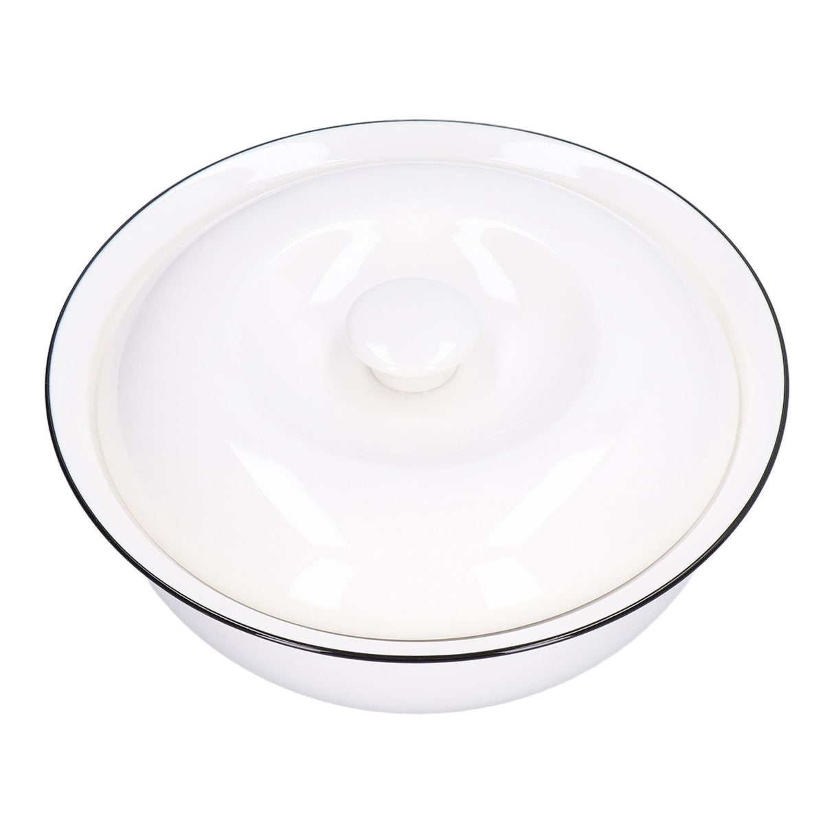 9in Soup Bowl with Lid Large Capacity 1500ml Stew Bowl Harmless White Ceramic Kitchen Bowl