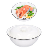 9in Soup Bowl with Lid Large Capacity 1500ml Stew Bowl Harmless White Ceramic Kitchen Bowl - Extra Image