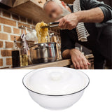 9in Soup Bowl with Lid Large Capacity 1500ml Stew Bowl Harmless White Ceramic Kitchen Bowl