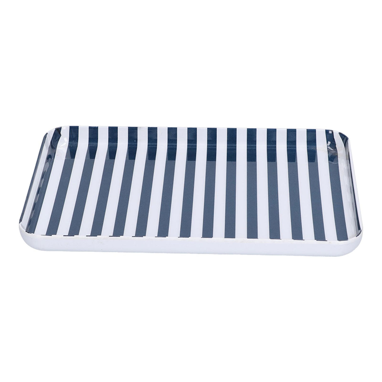 Fruit Tray Blue White Stripe Melamine Safe Environmentally Friendly Colourfast Dessert Platter for Restaurant